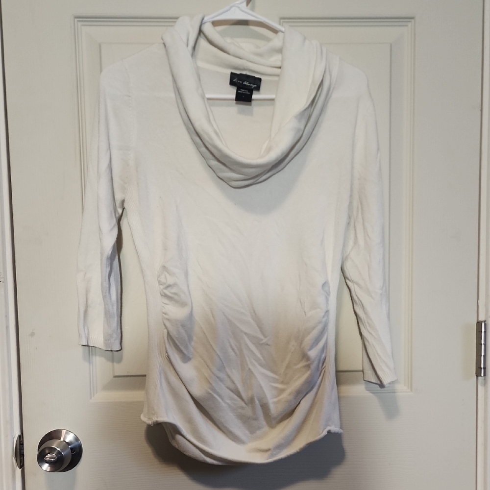 White Cowl Neck Sweater, Size Large